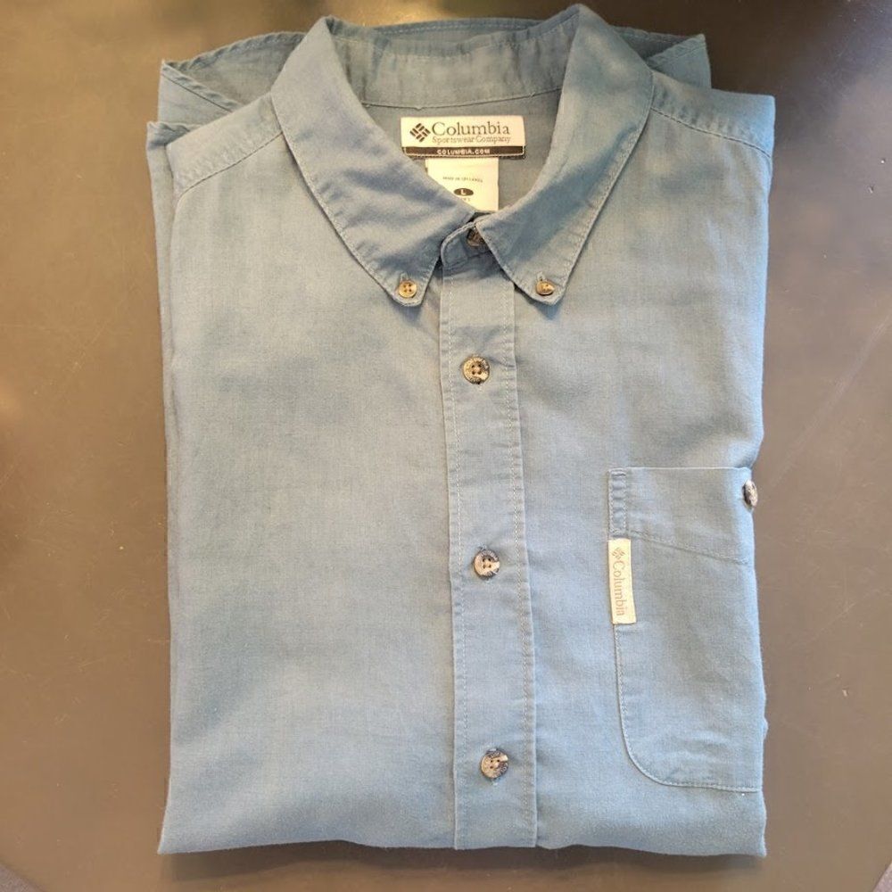 Columbia Mens short sleeved Light blue button down Large - Picture 10 of 10